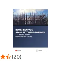 Buchcover: "Bewehrung von Stahlbetontragwerken nach DIN EN 1992-1-1 mit Nationalem Anhang". Baustelle im Hintergrund.